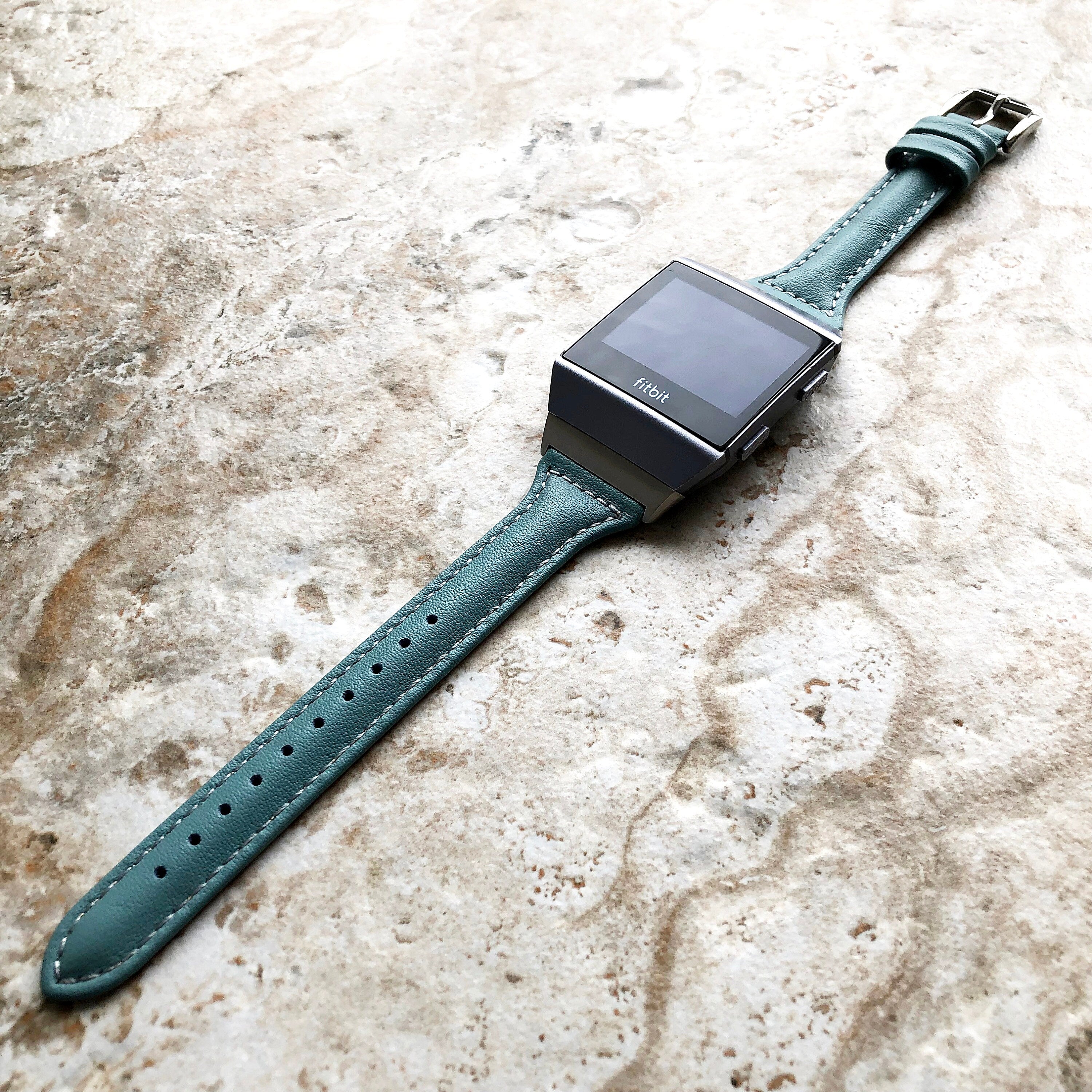 Fitbit Ionic Light Blue Color Slim Elegant Soft Leather Band Strap Bracelet for Smartwatch Quick Release Adapters in Silver Rose Gold Black